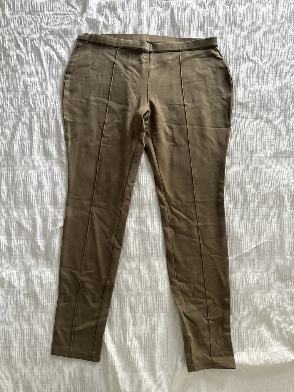 Simply Vera Wang Piped Seam Pointe Leggings Slim Pants Stretchy Taupe Old Money